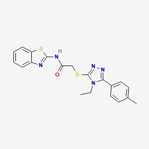 molecular formula C20H19N5OS2 B12498439 N-(1,3-benzothiazol-2-yl)-2-{[4-ethyl-5-(4-methylphenyl)-4H-1,2,4-triazol-3-yl]sulfanyl}acetamide 