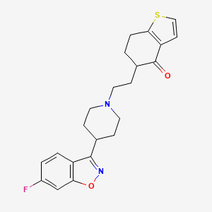 molecular formula C22H23FN2O2S B1249848 5-[2-[4-(6-fluoro-1,2-benzoxazol-3-yl)piperidin-1-yl]ethyl]-6,7-dihydro-5H-1-benzothiophen-4-one 