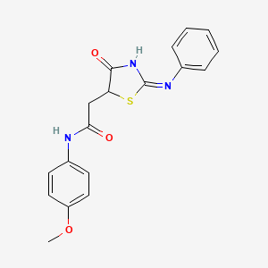 N-(4-methoxyphenyl)-2-[(2E)-4-oxo-2-(phenylimino)-1,3-thiazolidin-5-yl]acetamide