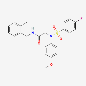 molecular formula C23H23FN2O4S B12498508 N~2~-[(4-fluorophenyl)sulfonyl]-N~2~-(4-methoxyphenyl)-N-(2-methylbenzyl)glycinamide 