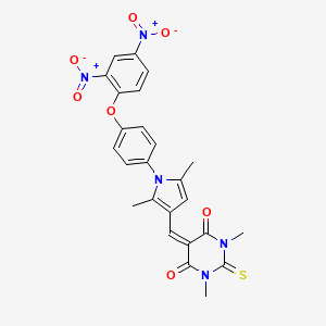 5-({1-[4-(2,4-dinitrophenoxy)phenyl]-2,5-dimethyl-1H-pyrrol-3-yl}methylidene)-1,3-dimethyl-2-thioxodihydropyrimidine-4,6(1H,5H)-dione