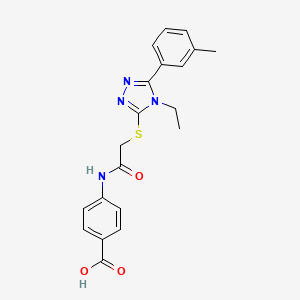 molecular formula C20H20N4O3S B12498628 4-[({[4-ethyl-5-(3-methylphenyl)-4H-1,2,4-triazol-3-yl]sulfanyl}acetyl)amino]benzoic acid 