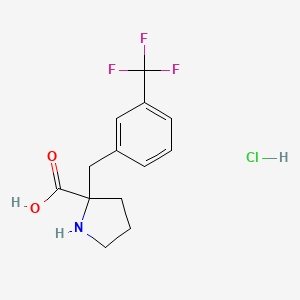 molecular formula C13H15ClF3NO2 B12498668 2-{[3-(Trifluoromethyl)phenyl]methyl}pyrrolidine-2-carboxylic acid hydrochloride 