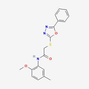 molecular formula C18H17N3O3S B12498705 N-(2-methoxy-5-methylphenyl)-2-[(5-phenyl-1,3,4-oxadiazol-2-yl)sulfanyl]acetamide 