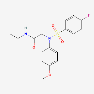 molecular formula C18H21FN2O4S B12498746 N~2~-[(4-fluorophenyl)sulfonyl]-N~2~-(4-methoxyphenyl)-N-propan-2-ylglycinamide 