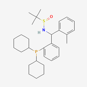 molecular formula C30H44NOPS B12498811 N-{[2-(dicyclohexylphosphanyl)phenyl](2-methylphenyl)methyl}-2-methylpropane-2-sulfinamide 