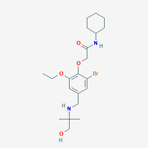 molecular formula C21H33BrN2O4 B12498864 2-(2-bromo-6-ethoxy-4-{[(1-hydroxy-2-methylpropan-2-yl)amino]methyl}phenoxy)-N-cyclohexylacetamide 