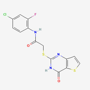 molecular formula C14H9ClFN3O2S2 B12498891 N-(4-chloro-2-fluorophenyl)-2-[(4-oxo-3,4-dihydrothieno[3,2-d]pyrimidin-2-yl)sulfanyl]acetamide 