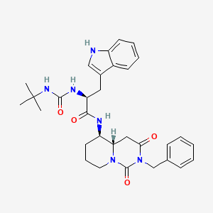 molecular formula C31H38N6O4 B1249891 (2S)-N-[(4aS,5R)-1,3-dioxo-2-(phenylmethyl)-4,4a,5,6,7,8-hexahydropyrido[2,1-f]pyrimidin-5-yl]-2-(tert-butylcarbamoylamino)-3-(1H-indol-3-yl)propanamide 