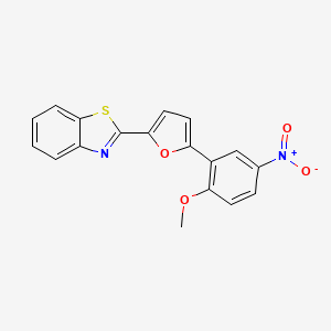 molecular formula C18H12N2O4S B12498976 2-[5-(2-Methoxy-5-nitrophenyl)furan-2-yl]-1,3-benzothiazole 