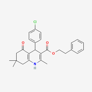 2-Phenylethyl 4-(4-chlorophenyl)-2,7,7-trimethyl-5-oxo-1,4,5,6,7,8-hexahydroquinoline-3-carboxylate