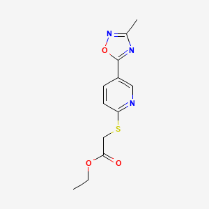 Ethyl {[5-(3-methyl-1,2,4-oxadiazol-5-yl)pyridin-2-yl]sulfanyl}acetate