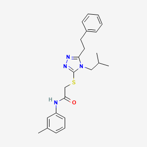 molecular formula C23H28N4OS B12499029 N-(3-methylphenyl)-2-{[4-(2-methylpropyl)-5-(2-phenylethyl)-4H-1,2,4-triazol-3-yl]sulfanyl}acetamide 