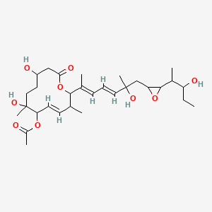 molecular formula C30H48O9 B1249910 (8E,12E,14E)-7-乙酰氧基-3,6,16,21-四羟基-6,10,12,16,20-五甲基-18,19-环氧三萜-8,12,14-内酯 