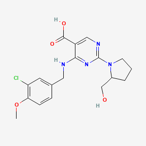 molecular formula C18H21ClN4O4 B12499126 4-[(3-Chloro-4-methoxyphenyl)methylamino]-2-[2-(hydroxymethyl)pyrrolidin-1-yl]pyrimidine-5-carboxylic acid 