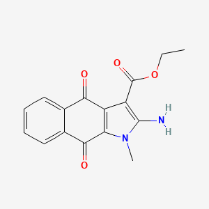 molecular formula C16H14N2O4 B1249919 2-Amino-4,9-dihydro-4,9-dioxo-1-methyl-1H-benz[f]indole-3-carboxylic acid ethyl ester 