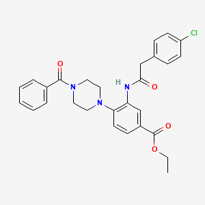 Ethyl 3-{[(4-chlorophenyl)acetyl]amino}-4-[4-(phenylcarbonyl)piperazin-1-yl]benzoate