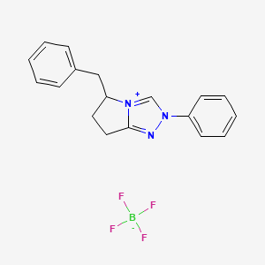 molecular formula C18H18BF4N3 B12499229 5-benzyl-2-phenyl-6,7-dihydro-5H-pyrrolo[2,1-c][1,2,4]triazol-4-ium;tetrafluoroborate 