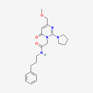 molecular formula C21H28N4O3 B12499247 2-[4-(methoxymethyl)-6-oxo-2-(pyrrolidin-1-yl)pyrimidin-1(6H)-yl]-N-(3-phenylpropyl)acetamide 