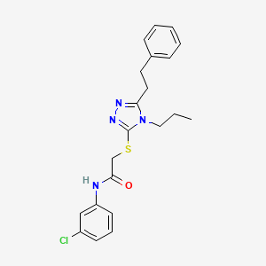 molecular formula C21H23ClN4OS B12499285 N-(3-chlorophenyl)-2-{[5-(2-phenylethyl)-4-propyl-4H-1,2,4-triazol-3-yl]sulfanyl}acetamide 