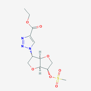 molecular formula C12H17N3O7S B12499332 ethyl 1-[(3S,3aR,6S,6aS)-6-methylsulfonyloxy-2,3,3a,5,6,6a-hexahydrofuro[3,2-b]furan-3-yl]triazole-4-carboxylate 