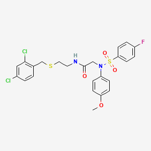 molecular formula C24H23Cl2FN2O4S2 B12499345 N-{2-[(2,4-dichlorobenzyl)sulfanyl]ethyl}-N~2~-[(4-fluorophenyl)sulfonyl]-N~2~-(4-methoxyphenyl)glycinamide 