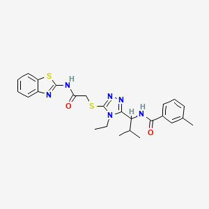 N-[1-(5-{[2-(1,3-benzothiazol-2-ylamino)-2-oxoethyl]sulfanyl}-4-ethyl-4H-1,2,4-triazol-3-yl)-2-methylpropyl]-3-methylbenzamide