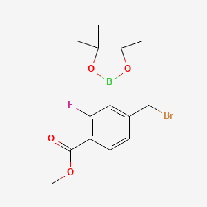 molecular formula C15H19BBrFO4 B12499392 Methyl 4-(bromomethyl)-2-fluoro-3-(4,4,5,5-tetramethyl-1,3,2-dioxaborolan-2-yl)benzoate 