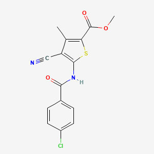 molecular formula C15H11ClN2O3S B12499398 Methyl 5-(4-chlorobenzamido)-4-cyano-3-methylthiophene-2-carboxylate 