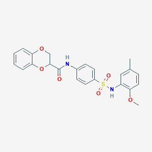 molecular formula C23H22N2O6S B12499416 N-{4-[(2-methoxy-5-methylphenyl)sulfamoyl]phenyl}-2,3-dihydro-1,4-benzodioxine-2-carboxamide 