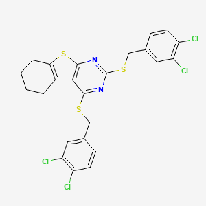 molecular formula C24H18Cl4N2S3 B12499433 2,4-Bis[(3,4-dichlorobenzyl)sulfanyl]-5,6,7,8-tetrahydro[1]benzothieno[2,3-d]pyrimidine 