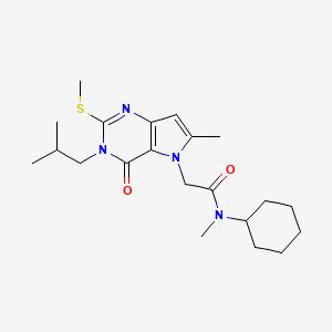 N-cyclohexyl-N-methyl-2-[6-methyl-3-(2-methylpropyl)-2-(methylsulfanyl)-4-oxo-3,4-dihydro-5H-pyrrolo[3,2-d]pyrimidin-5-yl]acetamide