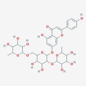 5-Hydroxy-2-(4-hydroxyphenyl)-4-oxo-4H-chromen-7-yl 6-deoxy-alpha-L-mannopyranosyl-(1->2)-[6-deoxy-alpha-L-mannopyranosyl-(1->6)]-beta-D-glucopyranoside