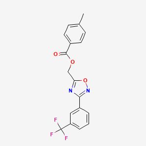 molecular formula C18H13F3N2O3 B12499518 {3-[3-(Trifluoromethyl)phenyl]-1,2,4-oxadiazol-5-yl}methyl 4-methylbenzoate 