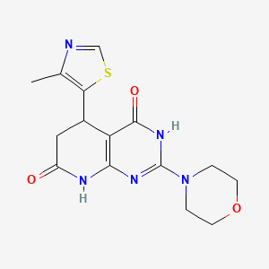 molecular formula C15H17N5O3S B12499553 4-hydroxy-5-(4-methyl-1,3-thiazol-5-yl)-2-(morpholin-4-yl)-5,8-dihydropyrido[2,3-d]pyrimidin-7(6H)-one 