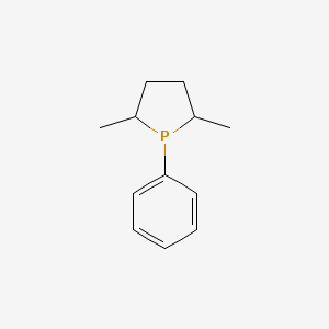 molecular formula C12H17P B12499556 2,5-Dimethyl-1-phenylphospholane CAS No. 40358-68-7