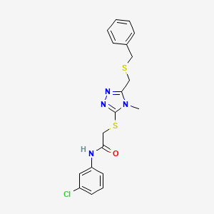 molecular formula C19H19ClN4OS2 B12499586 2-({5-[(benzylsulfanyl)methyl]-4-methyl-4H-1,2,4-triazol-3-yl}sulfanyl)-N-(3-chlorophenyl)acetamide 