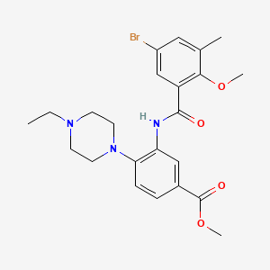 molecular formula C23H28BrN3O4 B12499621 Methyl 3-{[(5-bromo-2-methoxy-3-methylphenyl)carbonyl]amino}-4-(4-ethylpiperazin-1-yl)benzoate 