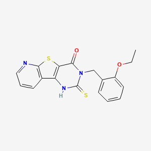 5-[(2-ethoxyphenyl)methyl]-4-sulfanylidene-8-thia-3,5,10-triazatricyclo[7.4.0.02,7]trideca-1(9),2(7),10,12-tetraen-6-one