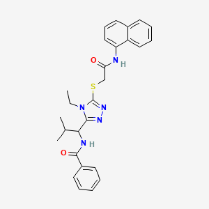 N-[1-(4-ethyl-5-{[2-(naphthalen-1-ylamino)-2-oxoethyl]sulfanyl}-4H-1,2,4-triazol-3-yl)-2-methylpropyl]benzamide