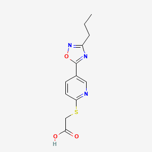 molecular formula C12H13N3O3S B12499713 {[5-(3-Propyl-1,2,4-oxadiazol-5-yl)pyridin-2-yl]sulfanyl}acetic acid 