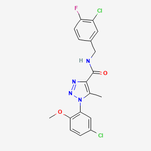 molecular formula C18H15Cl2FN4O2 B12499764 N-(3-chloro-4-fluorobenzyl)-1-(5-chloro-2-methoxyphenyl)-5-methyl-1H-1,2,3-triazole-4-carboxamide 