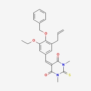 molecular formula C25H26N2O4S B12499789 5-[4-(benzyloxy)-3-ethoxy-5-(prop-2-en-1-yl)benzylidene]-1,3-dimethyl-2-thioxodihydropyrimidine-4,6(1H,5H)-dione 