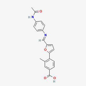 4-{5-[(E)-{[4-(acetylamino)phenyl]imino}methyl]furan-2-yl}-3-methylbenzoic acid