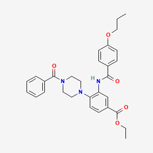 Ethyl 4-[4-(phenylcarbonyl)piperazin-1-yl]-3-{[(4-propoxyphenyl)carbonyl]amino}benzoate