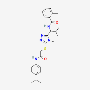 2-methyl-N-(2-methyl-1-{4-methyl-5-[(2-oxo-2-{[4-(propan-2-yl)phenyl]amino}ethyl)sulfanyl]-4H-1,2,4-triazol-3-yl}propyl)benzamide