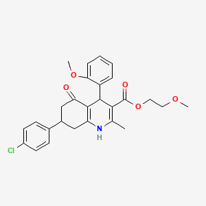 molecular formula C27H28ClNO5 B12499922 2-methoxyethyl 7-(4-chlorophenyl)-4-(2-methoxyphenyl)-2-methyl-5-oxo-4,6,7,8-tetrahydro-1H-quinoline-3-carboxylate 