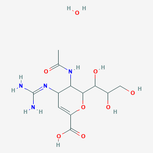 4-carbamimidamido-5-acetamido-6-(1,2,3-trihydroxypropyl)-5,6-dihydro-4H-pyran-2-carboxylic acid hydrate