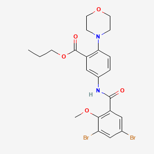 molecular formula C22H24Br2N2O5 B12499979 Propyl 5-{[(3,5-dibromo-2-methoxyphenyl)carbonyl]amino}-2-(morpholin-4-yl)benzoate 