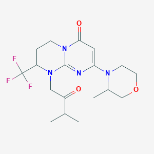 molecular formula C18H25F3N4O3 B12500022 2-(3-methylmorpholin-4-yl)-9-(3-methyl-2-oxobutyl)-8-(trifluoromethyl)-7,8-dihydro-6H-pyrimido[1,2-a]pyrimidin-4-one 